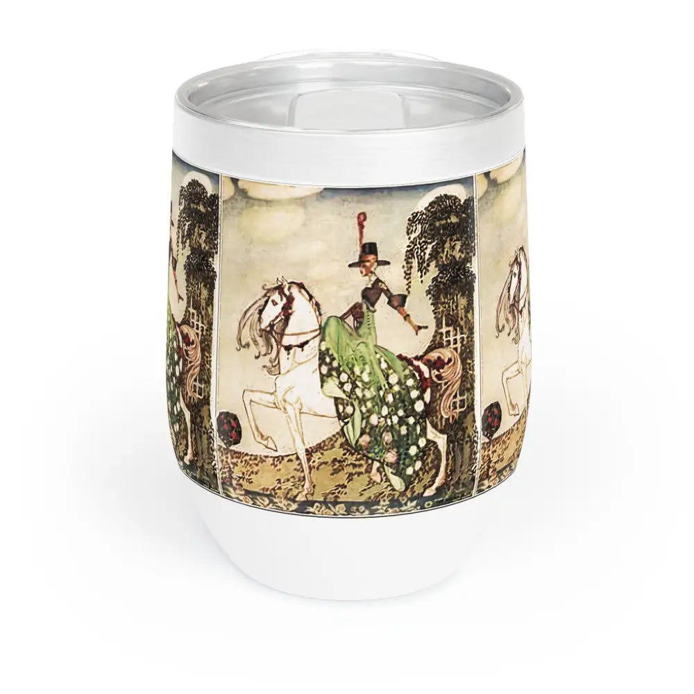 Wine Tumbler - Fantasy Female Rider on Horse Design - White / 12oz - Mug
